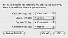 In the Mouse/Keyboard settings, i was able to switch the command and option keys so that they work normally as if this were a true mac keyboard. That problem fixed, onto the next.